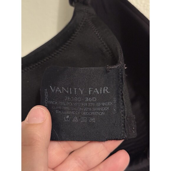 Vanity Fair Body Shine Bra 36D Black Underwire Full Figure 75298 - Picture 4 of 4